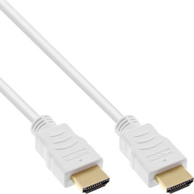 InLine® HDMI-High Speed Kabel mit Eth., Premium, ST / ST, weiß / gold, 2m