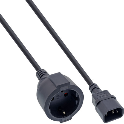 InLine® Netz Adapter Kabel, Kaltgeräte C14 auf Schutzkontakt Buchse, 1m